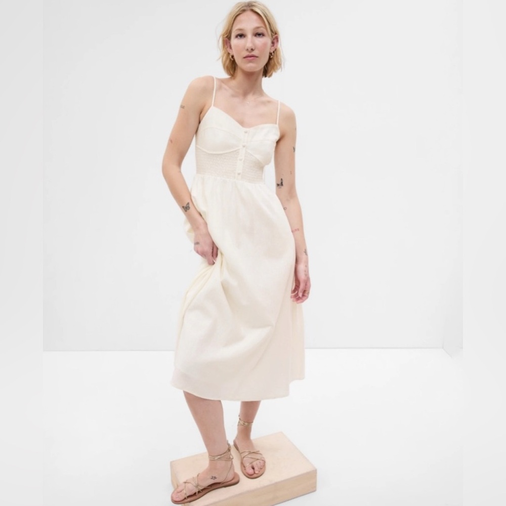 ❌Gap Linen Blend Corset Midi Dress